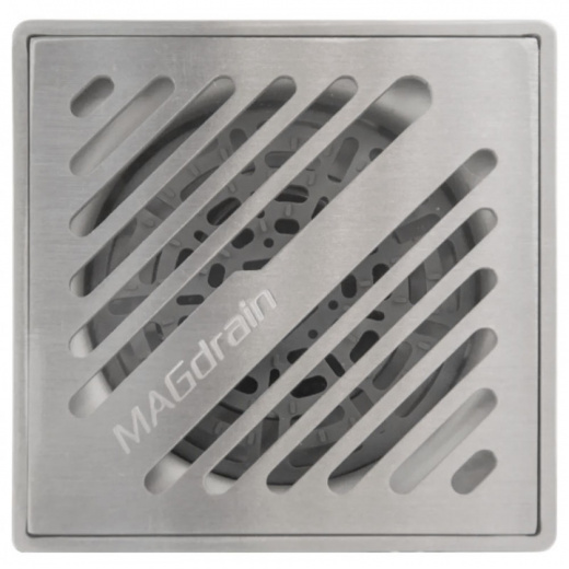 Трап сантехнический MAGdrain PFC 30 Q50-B (100*100, магнитный клапан, Нерж., Матовый)